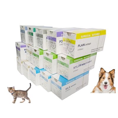 Καλή τιμή Κτηνιατρικό Νοσοκομείο Ζώων ΠΟΠ Χρωμικό Catgut μετάξι Νάιλον PGA 910 75cm Χειρουργικά ράμματα με αποστειρωμένη βελόνα Σκύλος γάτα κατοικίδιο ζώο σε απευθείας σύνδεση